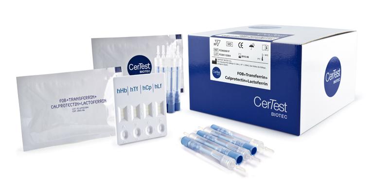 Тест-картка ЦерТест чотирьох компонентна Прихована кров + Трансферин + Кальпротектін + Лактоферин (20 тестів з пробірками для калу)